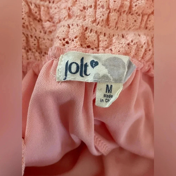 JOLT Off The Shoulder Lace Peach Color Dress Medium - Picture 4 of 5